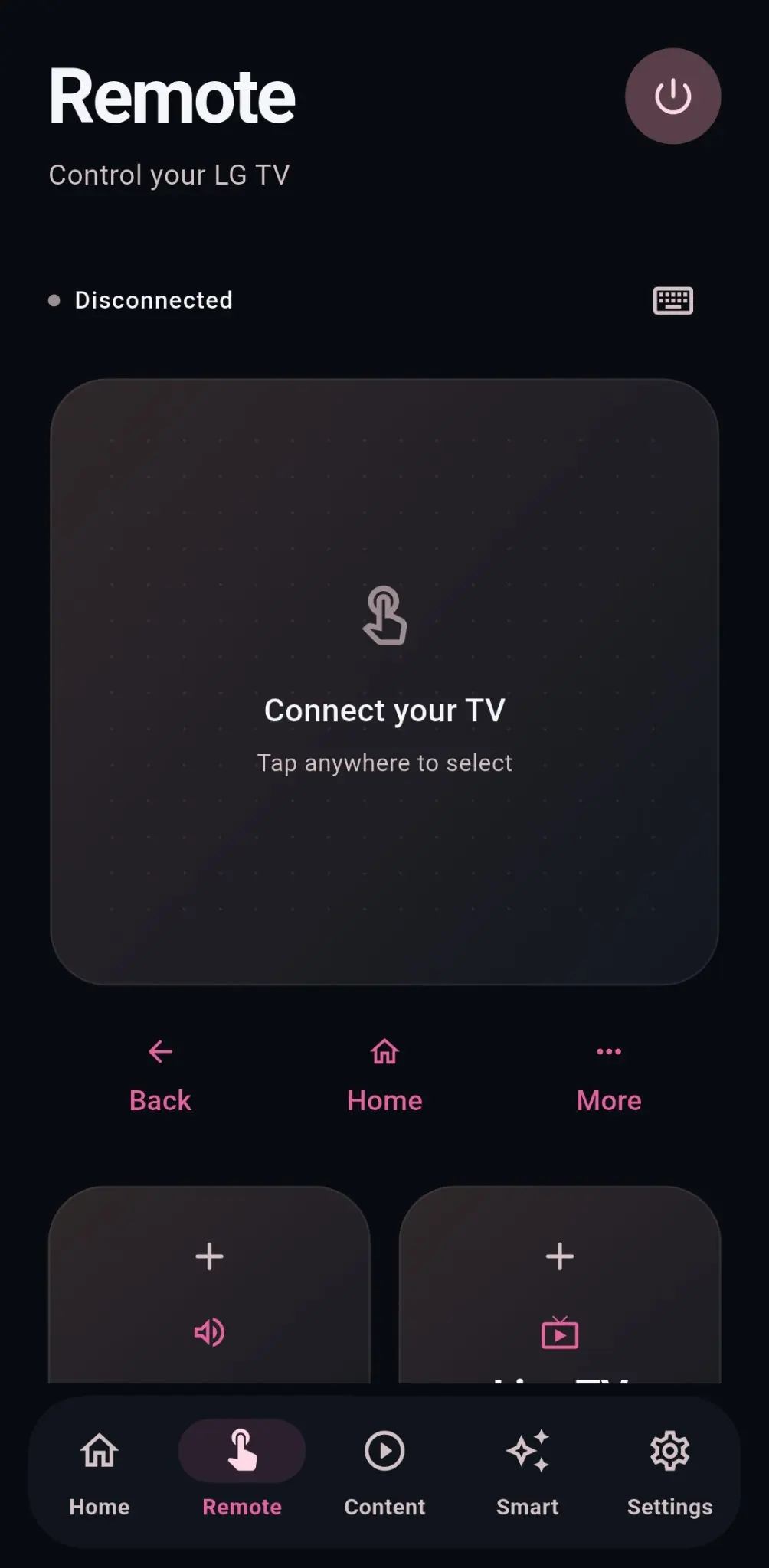 RiOSmart gesture Remote screen