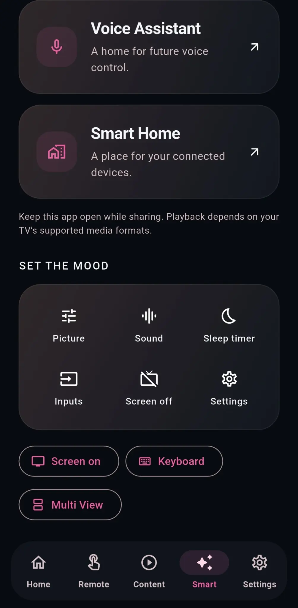 RiOSmart Smart controls screen